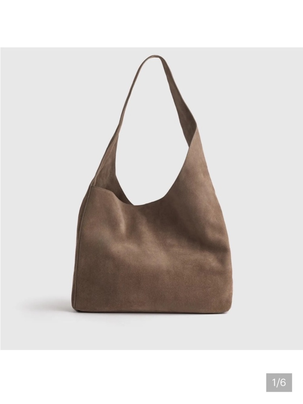 Quince Taupe Suede Slouchy Shoulder Bag